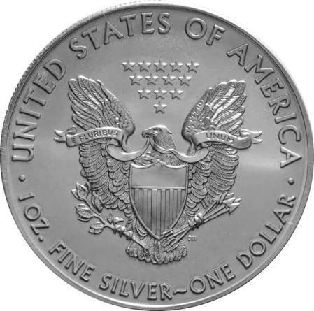 2004 American Silver Eagle die cap or die-transferred error showing raised impression on heraldic eagle reverse